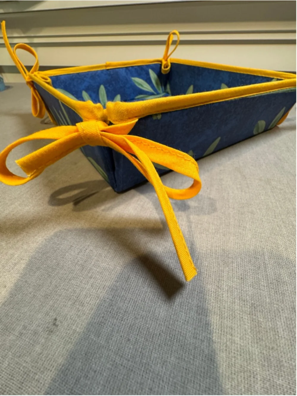 Unbranded Italian Table Bread & Casserole Basket. Blue Yellow Cicada Print